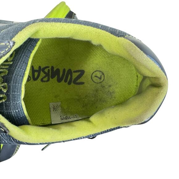 Zumba Gray Bright Yellow Z-Kicks II Lace Up Lightweight Hip Hop Dance Sneakers 7 - Picture 5 of 6